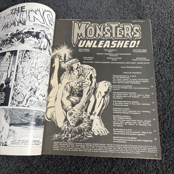 Monsters Unleashed! #7 August 1974 - Marvel Curtis Comics - Ch'Manu - Vintage - Picture 6 of 9